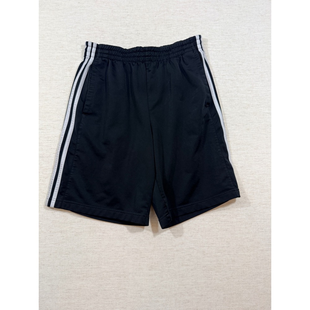 Adidas Athletic Shorts Mens L Black Good 3-Stripe Elastic Waist Pockets F19Q2L7V